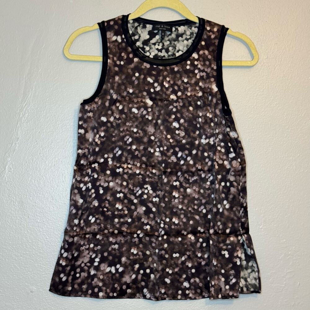 Rag & Bone 100% Silk Patterned Sleeveless Blouse